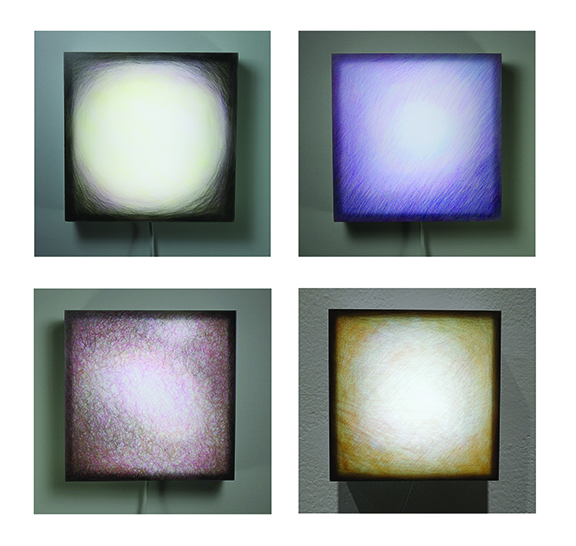 Filters, 2018, light boxes with colored pencil on translucent paper